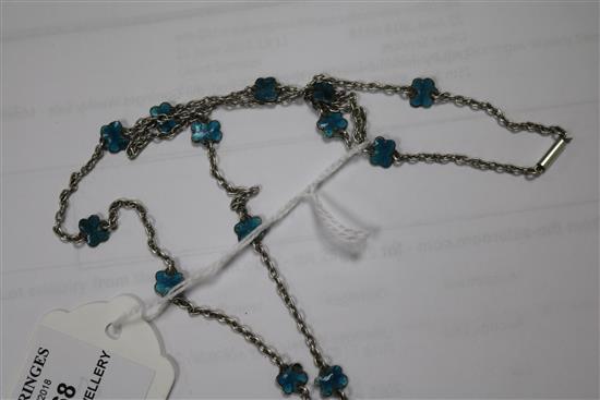 A suite of Chinese silver and enamel jewellery, comprising a necklace and matching earrings, early 20th century